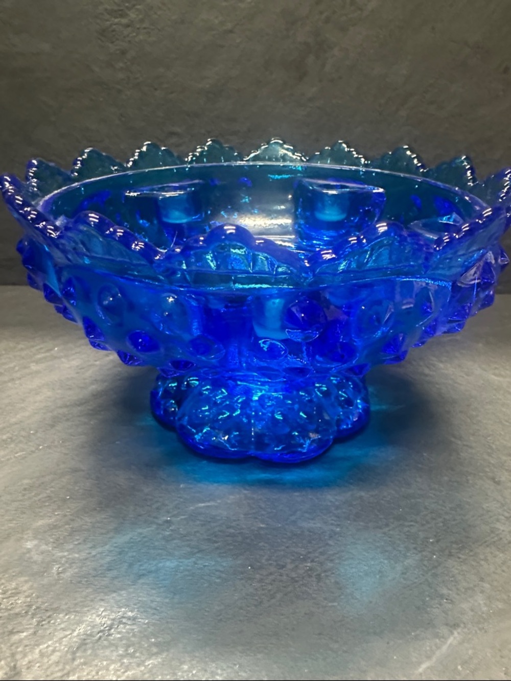 Fenton  Blue Hobnail Candle Bowl Centerpiece  holds 5 candles candles